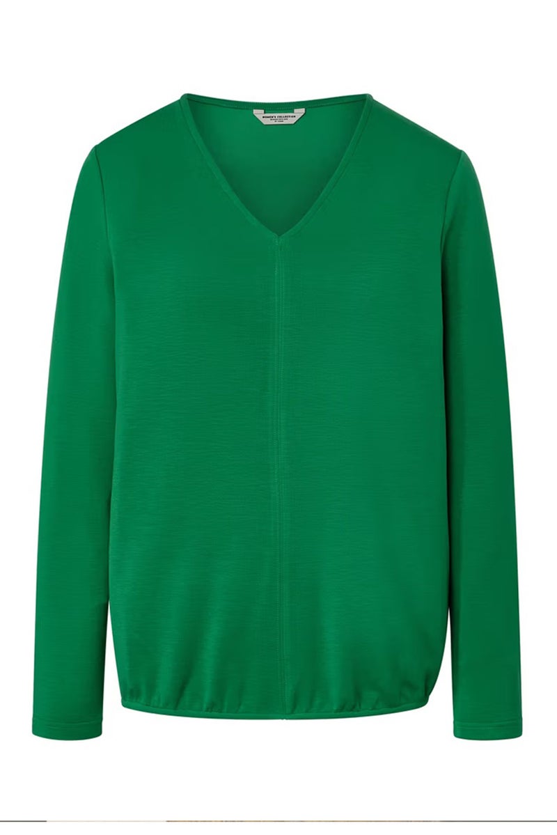 Tchibo Women V-Neck Long Sleeve Plain Blouse, Green - Image 3